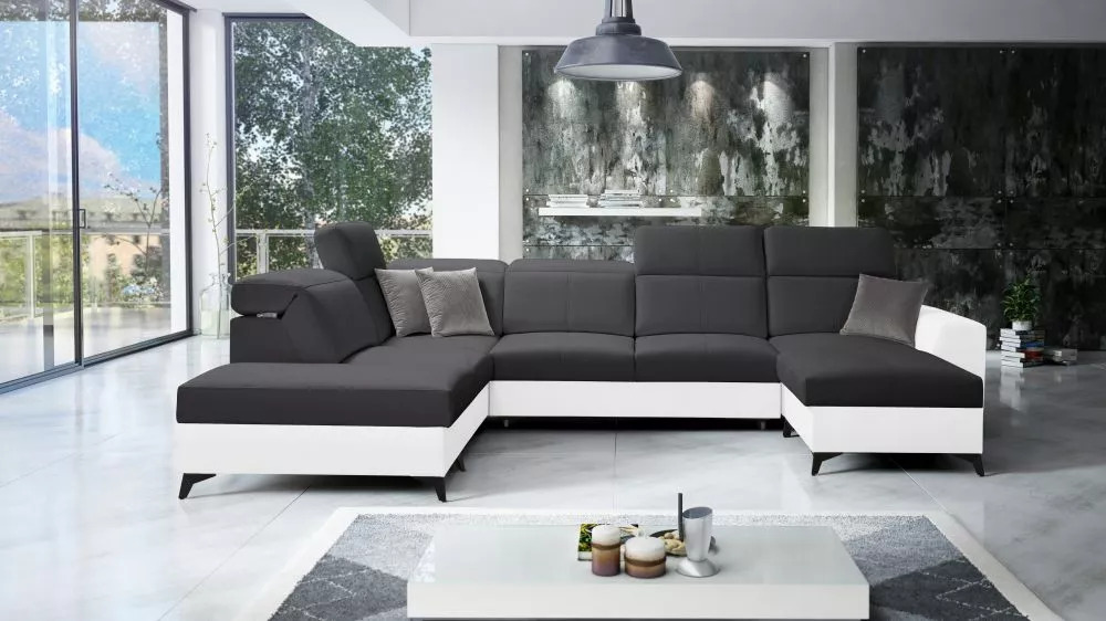 Dīvāns Belutti 6 Standard · Grafīts + balts · 236 × 362 × 84 cm
