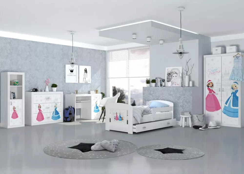 Komplekts Filip Snow Princess Set ar stelāžu Zīmējums: Snow Princess, · Balts · 190 cm