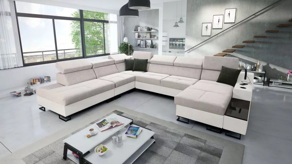 Dīvāns Alicante 10 Whisper Eco Standard · Krēms + balts · 300 × 361 × 81 cm