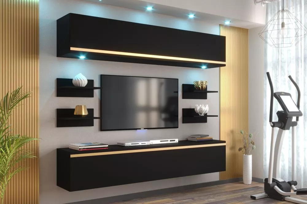 Sekcija Cando ar LED Korpusa krāsa: melns, · 200 × 35 × 190 cm