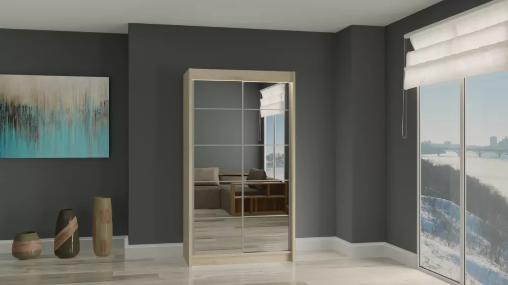 Skapis Flores ar LED · Sonoma · 120 × 61 × 216 cm