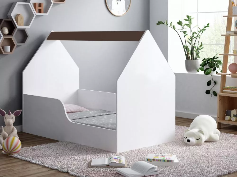 Bērnu gulta House 2 ar stelāžu Guļamvietas platums: 70 cm, Guļamvietas garums: 140 cm, · 70 × 144 × 106 cm