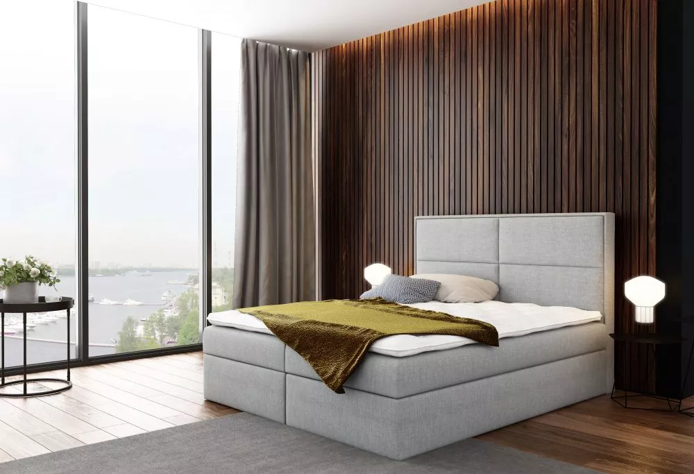 Gulta Grand Premium standard ar stelāžu Guļamvietas platums: 200 cm, Guļamvietas garums: 200 cm, · Gaiši pelēks · 200 × 