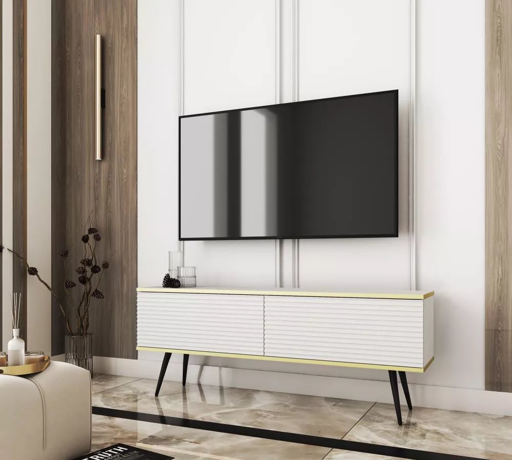 TV tumba Oro MDF Black · Balts · 135 × 32 × 53 cm