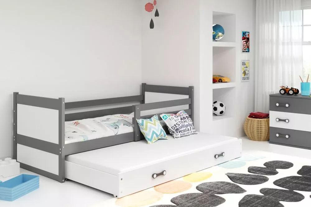Bērnu gulta Rico Trundle Graphite ar stelāžu Guļamvietas platums: 80 cm, Guļamvietas garums: 190 cm, · 87 × 195 × 73 cm