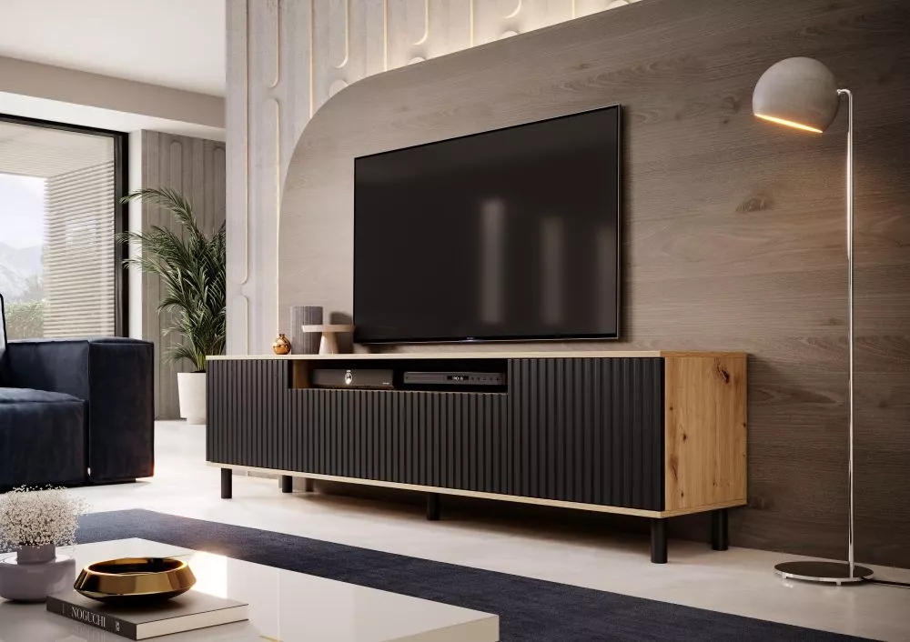 TV tumba Agnes RTV Black ar LED · 200 × 40 × 54 cm