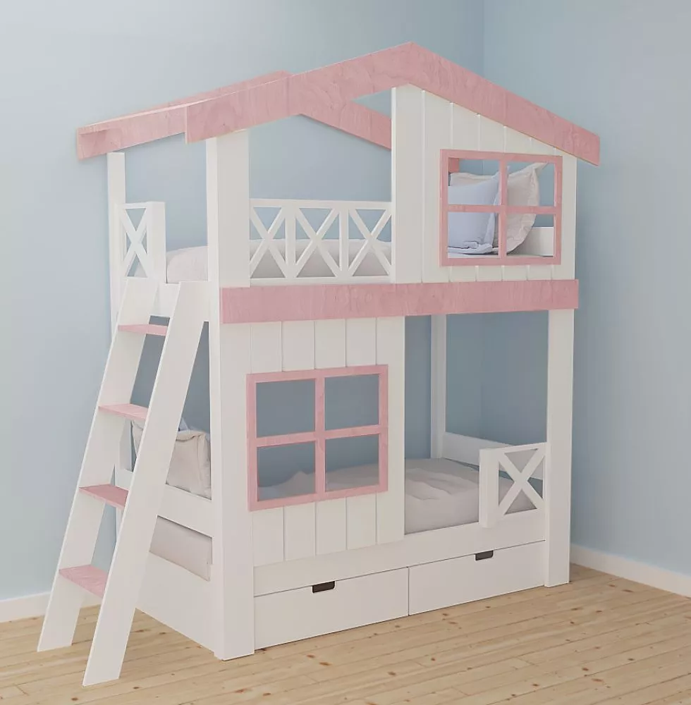 Bērnu gulta 118P ar stelāžām Kāpņu puse: Pa labi, Guļamvietas platums: 90 cm, Guļamvietas garums: 200 cm, · 99.5 × 252 ×