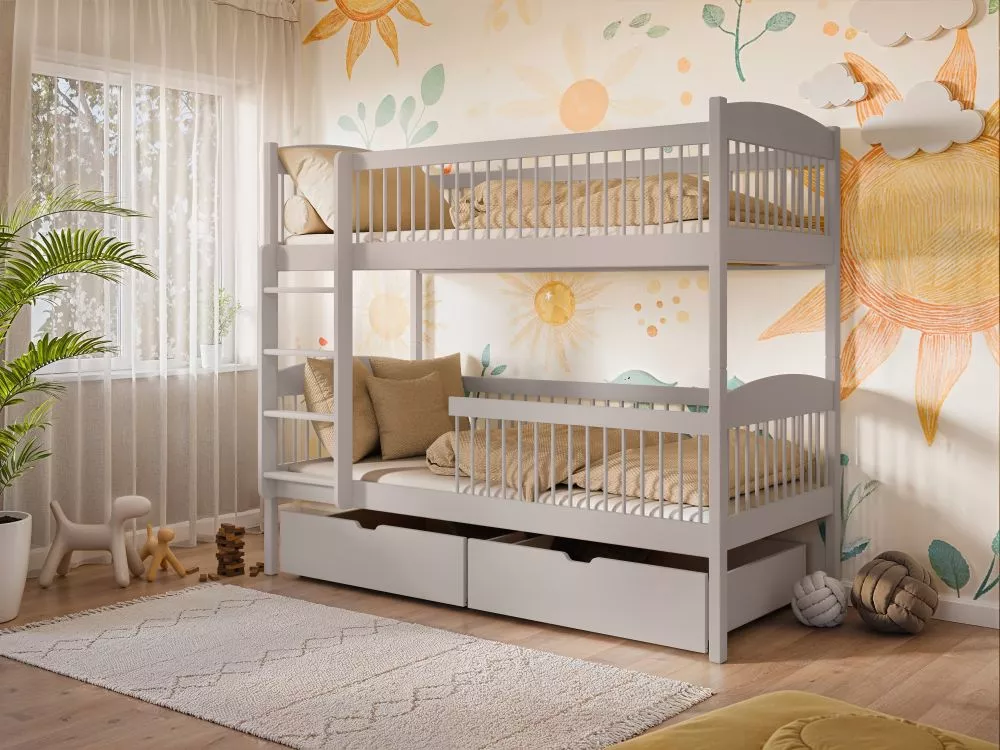 Bērnu gulta Luna 80x180 ar stelāžām Guļamvietas platums: 80 cm, Guļamvietas garums: 180 cm, · Kašmira · 87 × 188 × 162 c