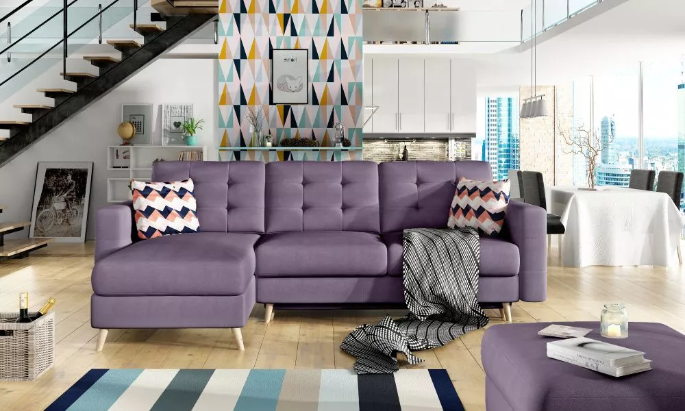 Dīvāns Asgard L Lux standard · Violets · 162 × 250 × 87 cm
