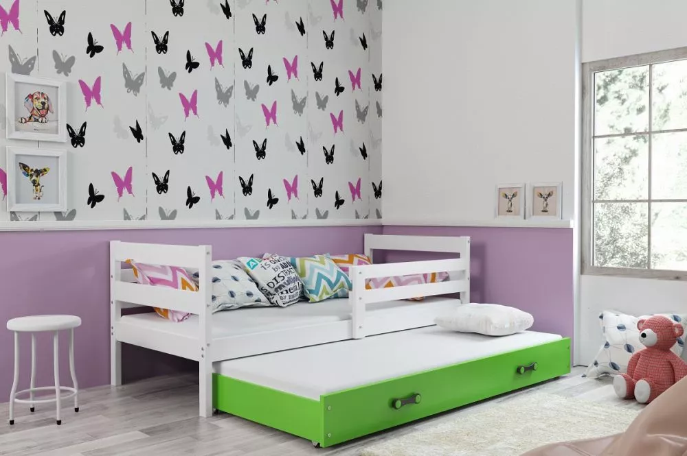 Bērnu gulta Eryk Trundle White ar stelāžām Guļamvietas platums: 90 cm, Guļamvietas garums: 200 cm, · 97 × 206 × 77 cm
