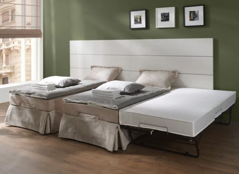Gulta Edilia ar stelāžu Guļamvietas platums: 180 cm, Guļamvietas garums: 200 cm, · Krēma · 180 × 207 × 32 cm
