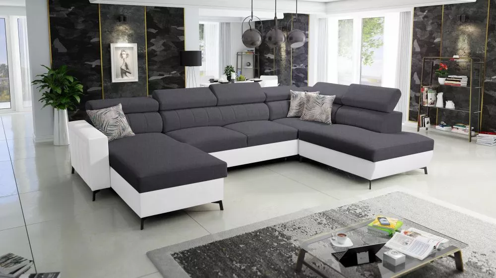 Dīvāns Baltico 6 Standard · Grafīts + balts · 224 × 351 × 83 cm