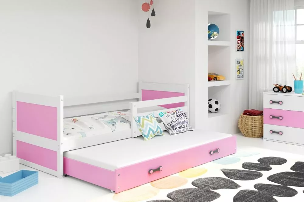 Bērnu gulta Rico Trundle White ar stelāžu Guļamvietas platums: 80 cm, Guļamvietas garums: 190 cm, · 87 × 195 × 73 cm
