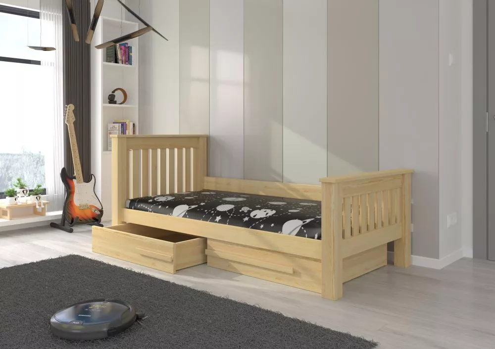 Bērnu gulta Carmel ar stelāžu Guļamvietas platums: 80 cm, Guļamvietas garums: 180 cm, · Priede · 95 × 197 × 97 cm