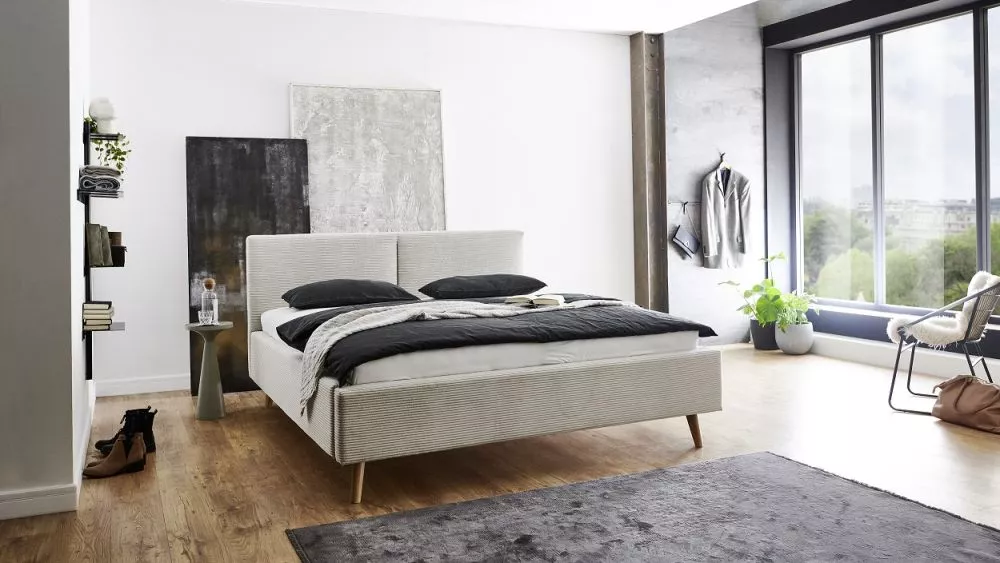 Gulta Bella Standard Premium 180x200 ar stelāžām Guļamvietas platums: 180 cm, Guļamvietas garums: 200 cm, · Gaiši pelēks