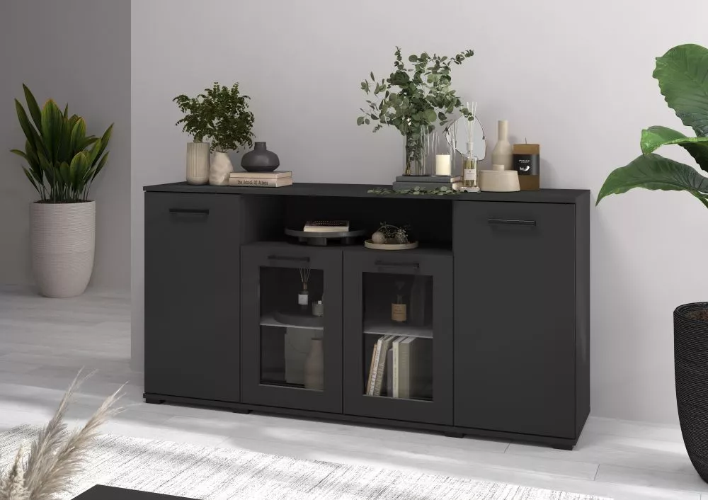 Kumode Frazio F3 · Melns · 160 × 40 × 81.6 cm