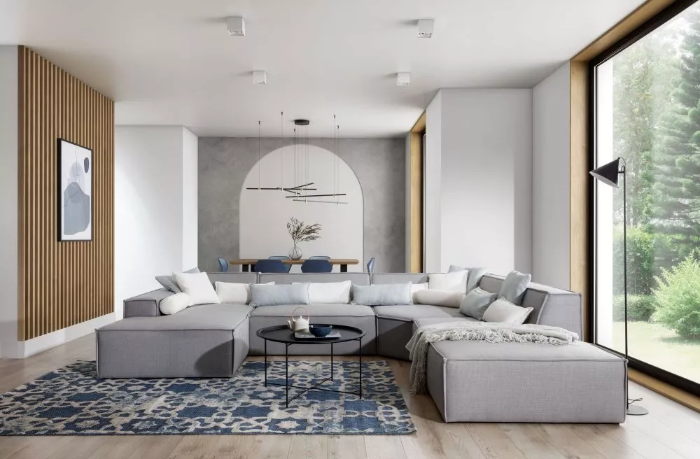 Dīvāns Fondy U XL standard · Pelēks · 288 × 352 × 70 cm