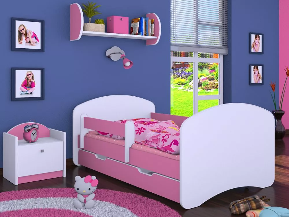 Bērnu gulta Happy L06 Double 180x90 ar stelāžām Guļamvietas platums: 90 cm, Guļamvietas garums: 180 cm, · 102 × 184 × 70