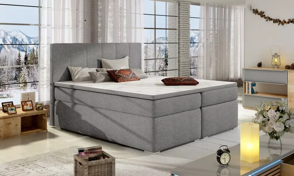 Gulta Bolero Boxspring standard Guļamvietas platums: 180 cm, Guļamvietas garums: 200 cm, · Gaiši pelēks · 183 × 205 × 12