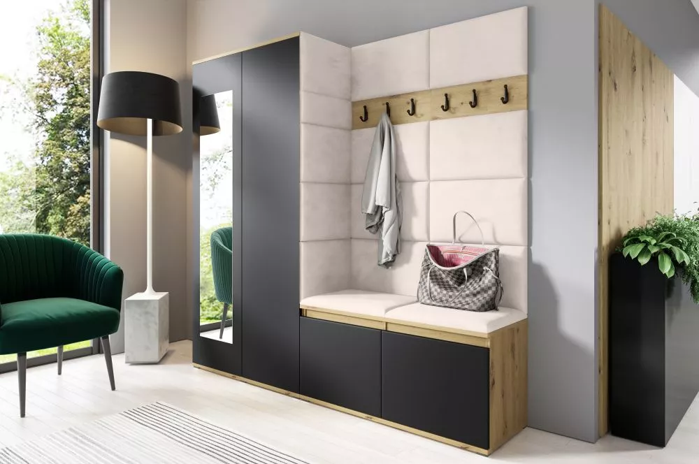 Apavu plaukts Emi 8 Trinity Korpusa krāsa: ozols artisan + melns, · 190 × 185 × 40 cm