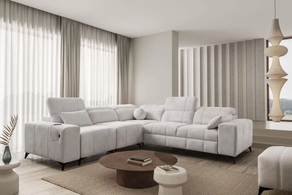 Dīvāns Dafne 3 Spring Standard · Gaiši pelēks · 276 × 276 × 77 cm