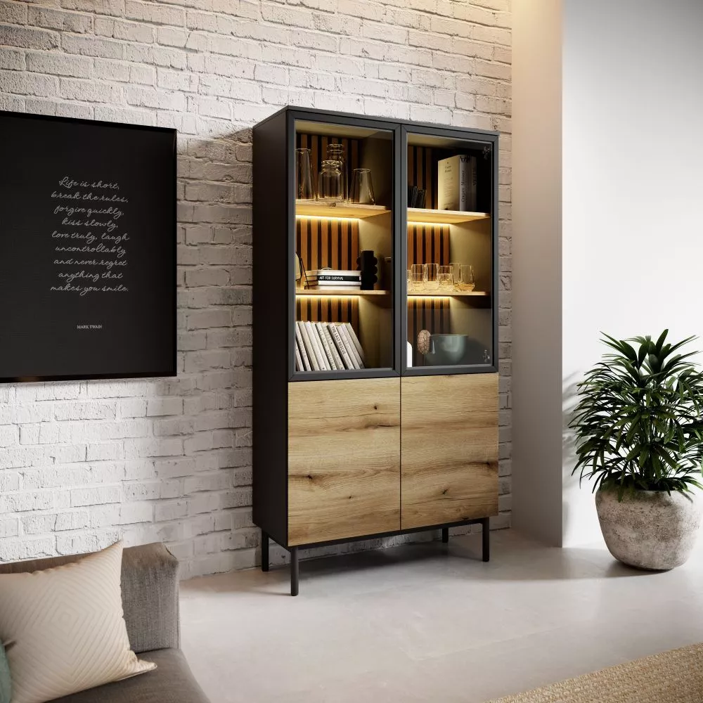 Sekcija Lang A ar LED Korpusa krāsa: melns, · 100.1 × 39.4 × 188.4 cm