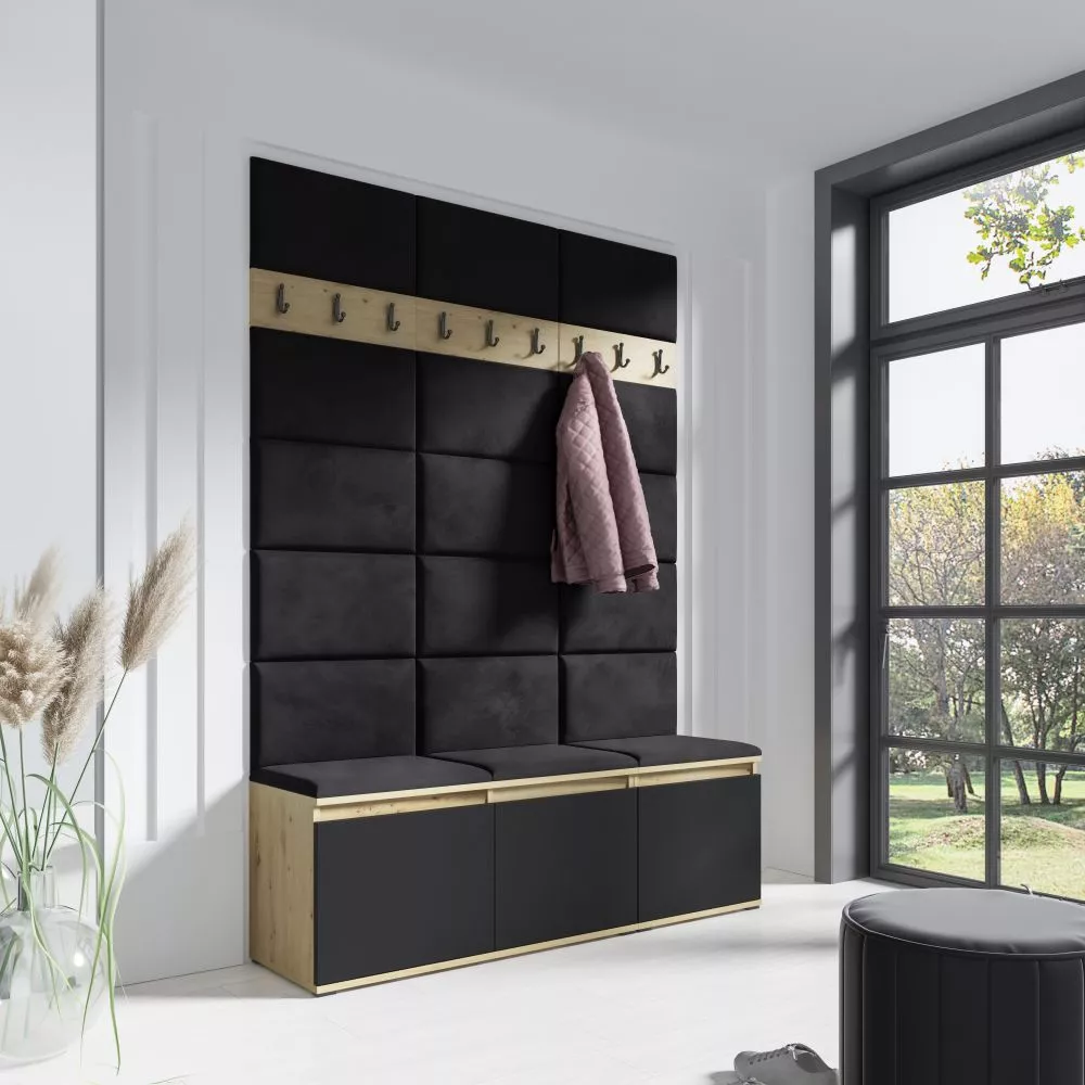 Apavu plaukts Emi 6 Trinity Korpusa krāsa: ozols artisan + melns, · 150 × 214.5 × 40 cm