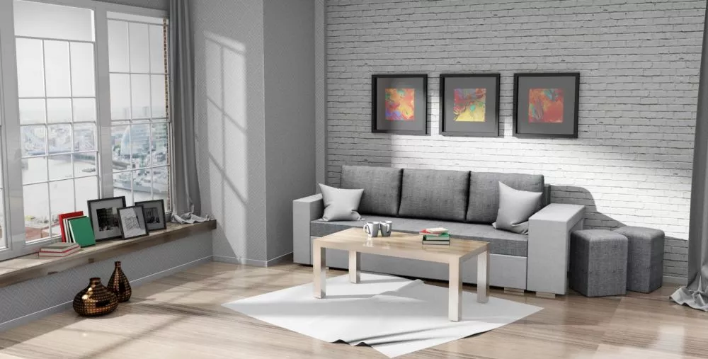 Dīvāns Salsa standard ar pufiem · Pelēks + gaiši pelēks · 85 × 237 × 90 cm
