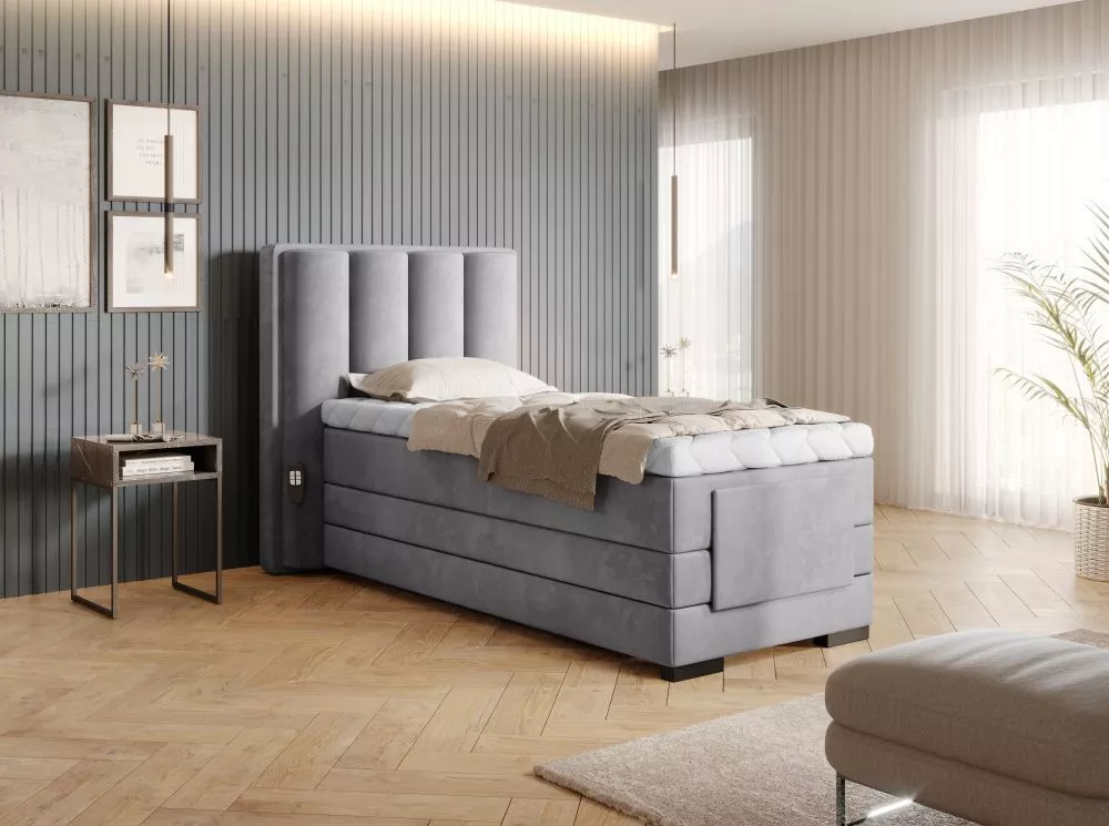 Gulta Veros 90x200 Electric Boxspring Lux Standard Guļamvietas platums: 90 cm, Guļamvietas garums: 200 cm, · Gaiši pelēk