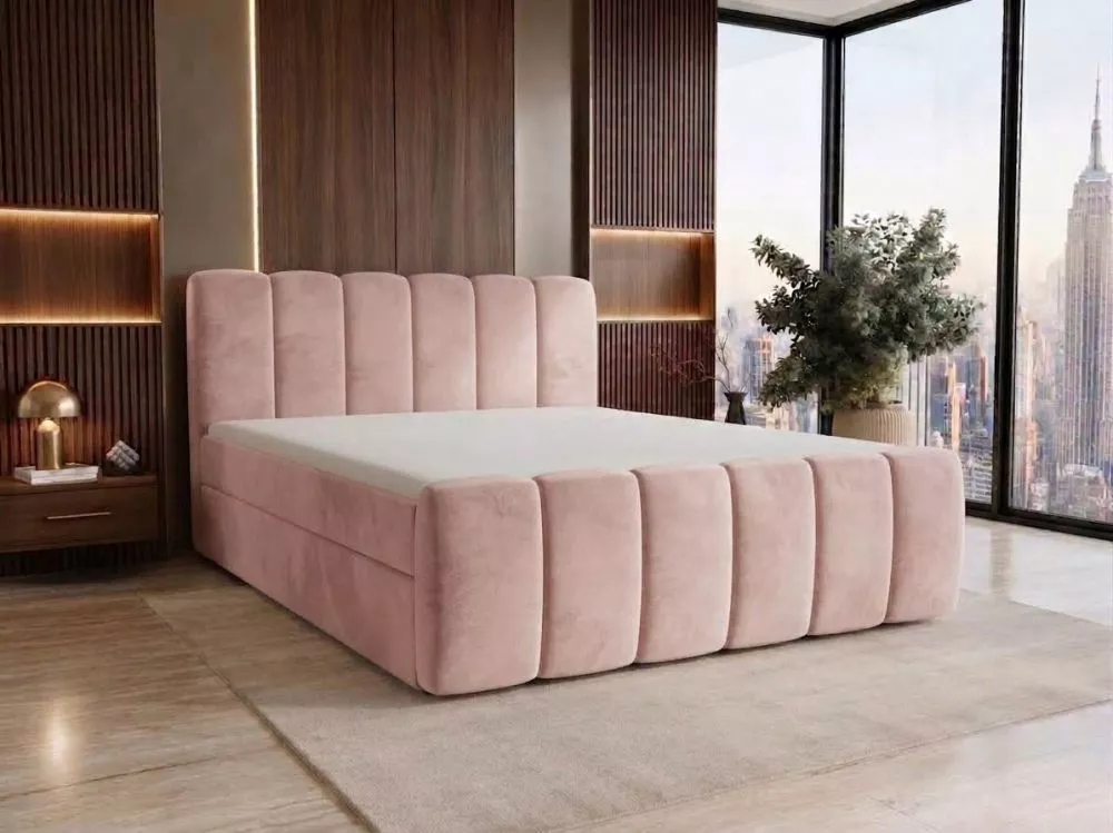 Gulta Cloe Boxspring Standard Guļamvietas platums: 180 cm, Guļamvietas garums: 200 cm, · Rozā · 180 × 214 × 110 cm