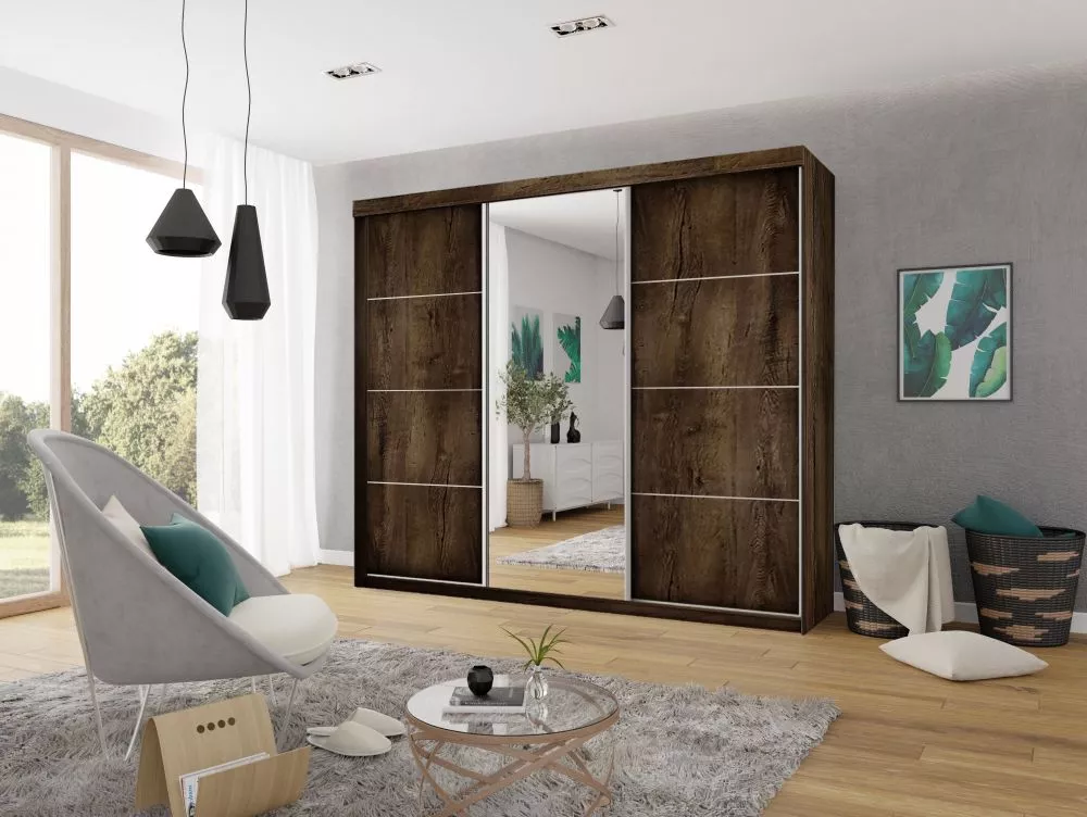 Skapis Top 23+ ar LED · Tumšais osis · 250 × 62 × 200 cm