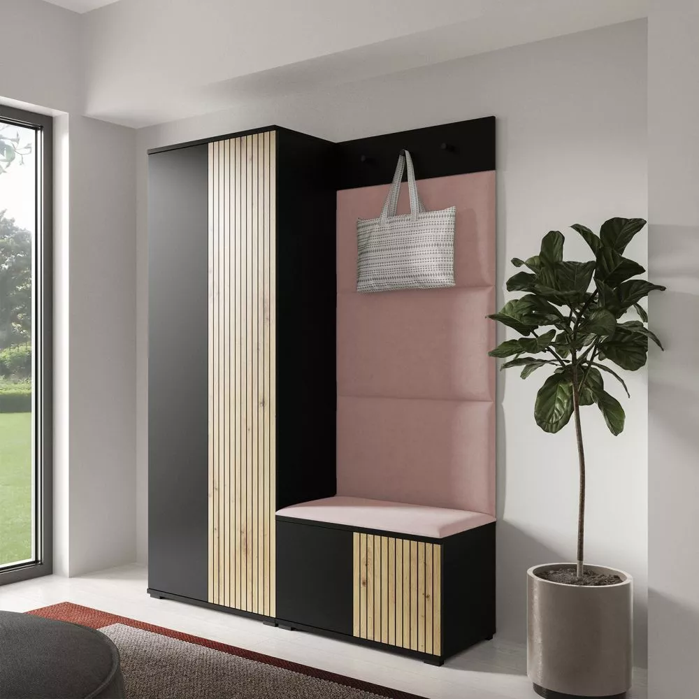 Apavu plaukts Ross 1 Trinity Korpusa krāsa: melns + ozols artisan, · 140 × 185 × 40 cm