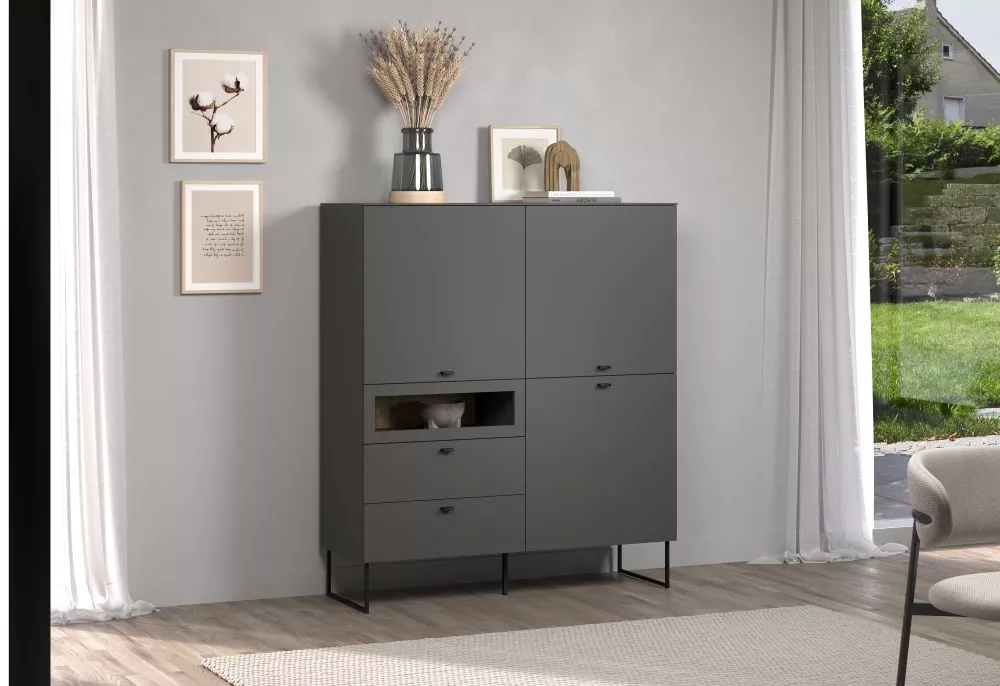 Sekcija Bellugi 863 Korpusa krāsa: antracīts, · 122 × 42 × 140 cm