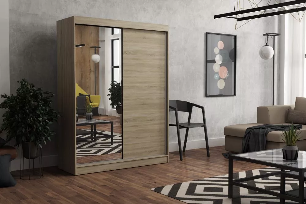 Skapis John Mirror · Sonoma · 160 × 60 × 215 cm