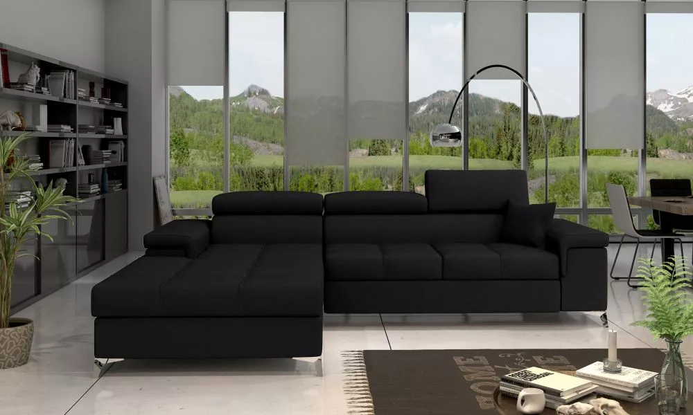 Dīvāns Ricardo Comfort Standard · Melna · 205 × 280 × 90 cm