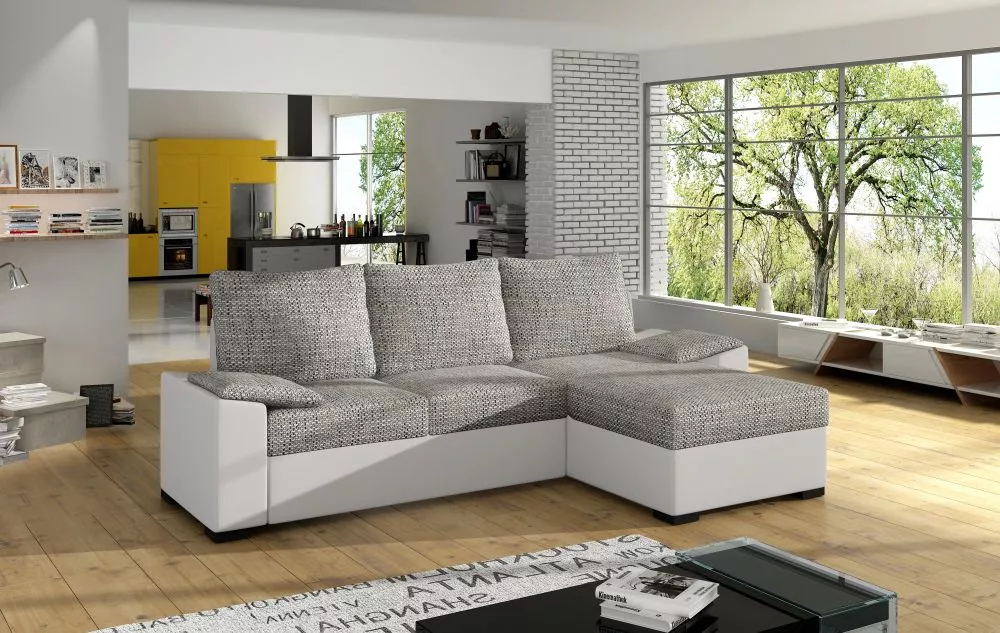 Dīvāns Lusso standard · Gaiši pelēks + balts · 160 × 245 × 90 cm
