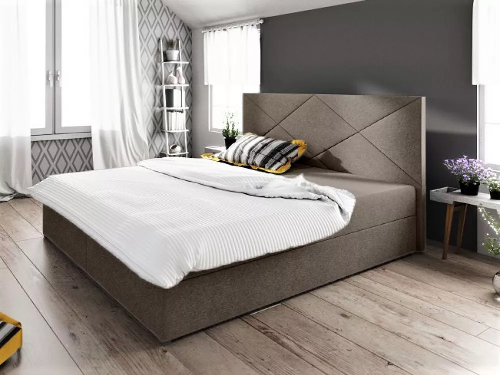 Gulta Fado 4 Boxspring Standard Guļamvietas platums: 140 cm, Guļamvietas garums: 200 cm, · Brūni pelēks · 145 × 208 × 10
