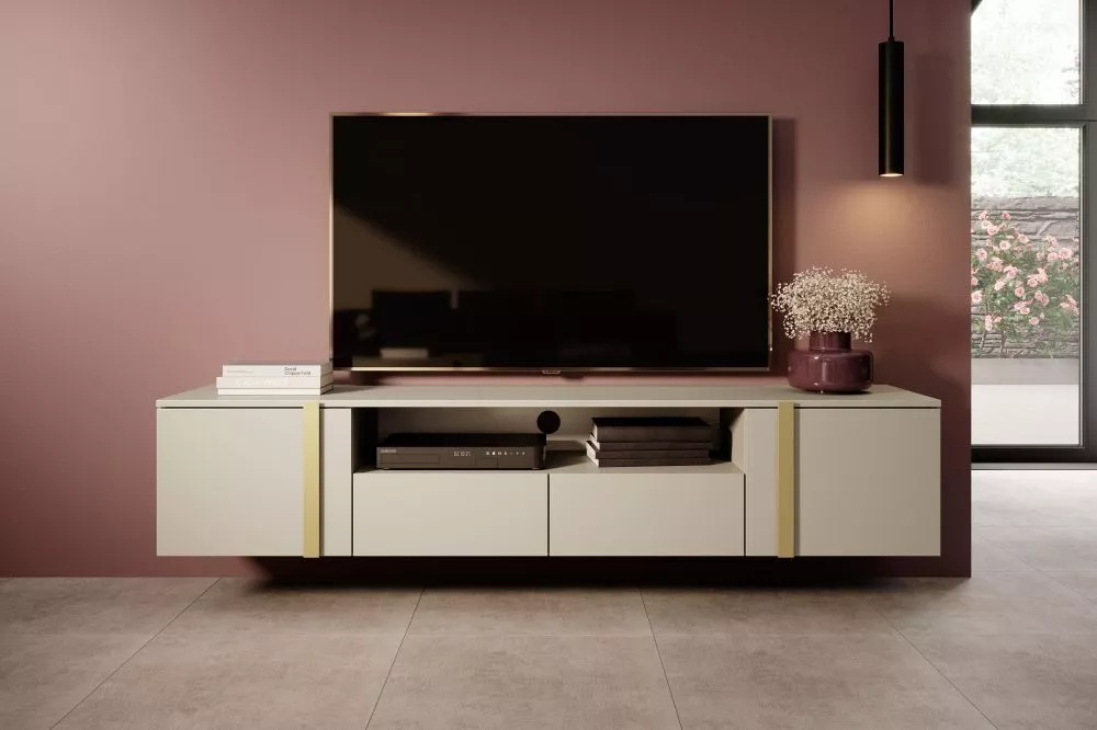 TV tumba Verica RTV 200 2D2SZ Gold W · Gaiši bēšs · 200 × 45 × 57 cm