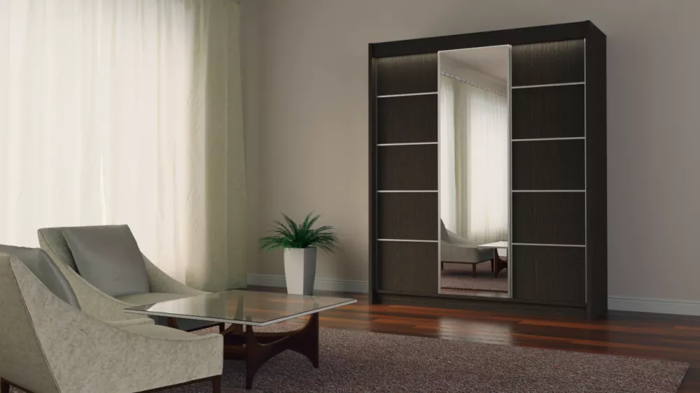 Skapis Makira ar LED · Venge · 180 × 61 × 216 cm