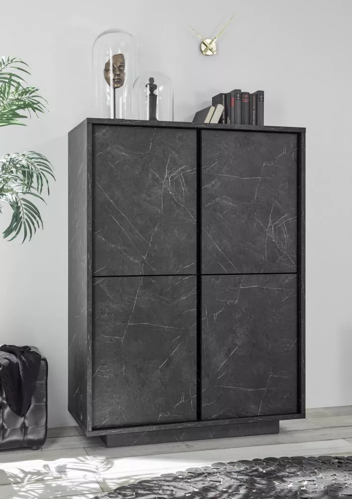 Kumode Ice Carrara KW4D · Pelēks marmors · 92 × 43 × 145 cm