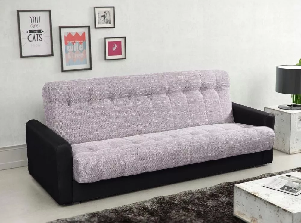 Dīvāns Marcin Classic standard · Gaiši pelēks + melns · 85 × 210 × 90 cm
