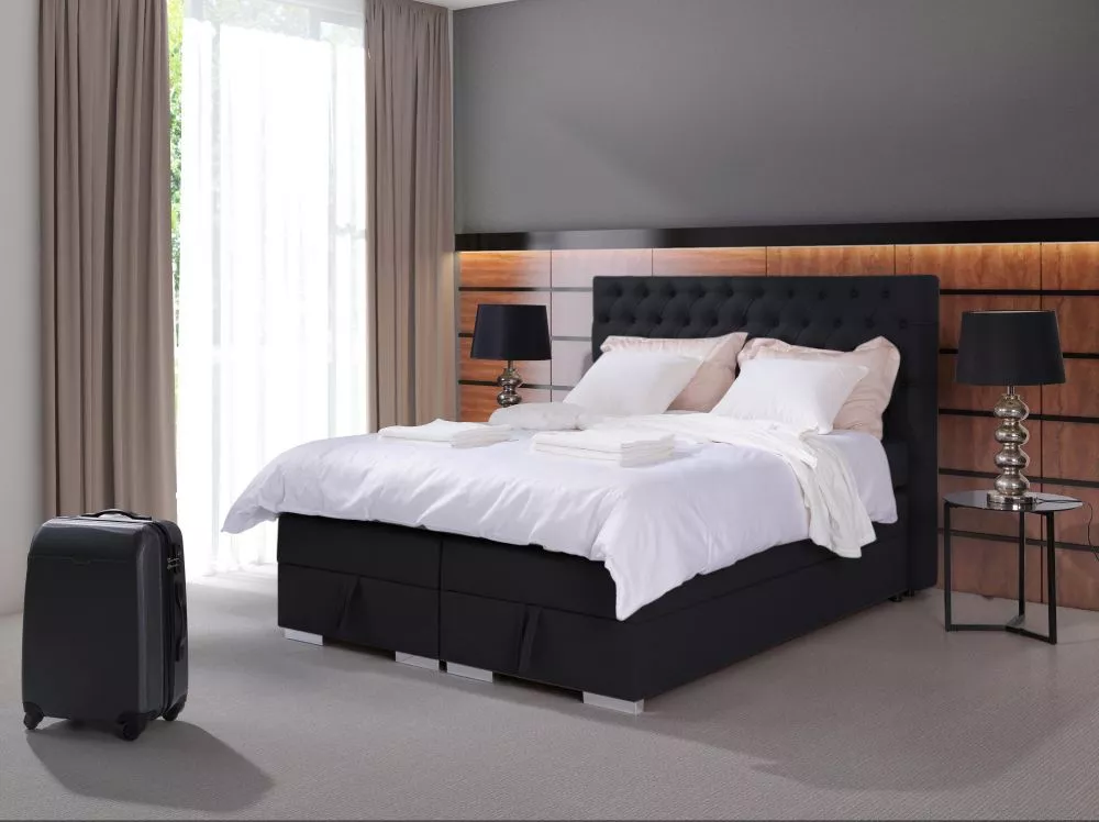 Gulta Limona Boxspring Standard Guļamvietas platums: 160 cm, Guļamvietas garums: 200 cm, · Grafīts · 171 × 218 × 136 cm