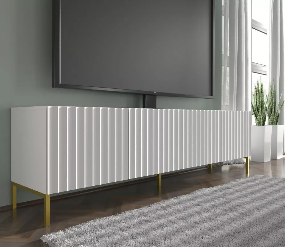 TV tumba Wave 02 · Balts · 200 × 42 × 56 cm