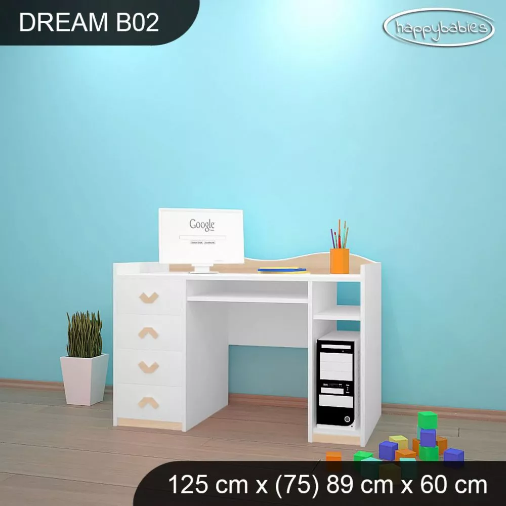 Bērnu rakstāmgalds Dream B02 Maksimālais augstums: 89 cm, · 125 × 75 × 60 cm