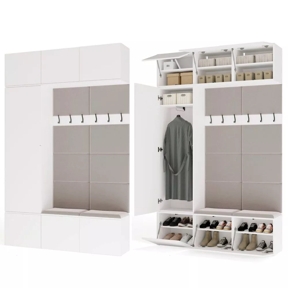 Koridora iekārta Haga Set 1SZ2W · Balts · 150 × 35 × 238 cm