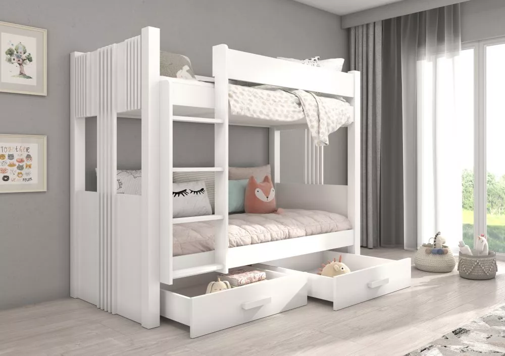Gulta Arta ar stelāžam Guļamvietas platums: 80 cm, Korpusa krāsa: balts, Guļamvietas garums: 180 cm, stelāžas tips: koka
