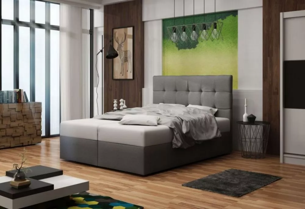Gulta Duo 2 Boxspring Standard Guļamvietas platums: 160 cm, Guļamvietas garums: 200 cm, · Pelēks · 165 × 208 × 106 cm