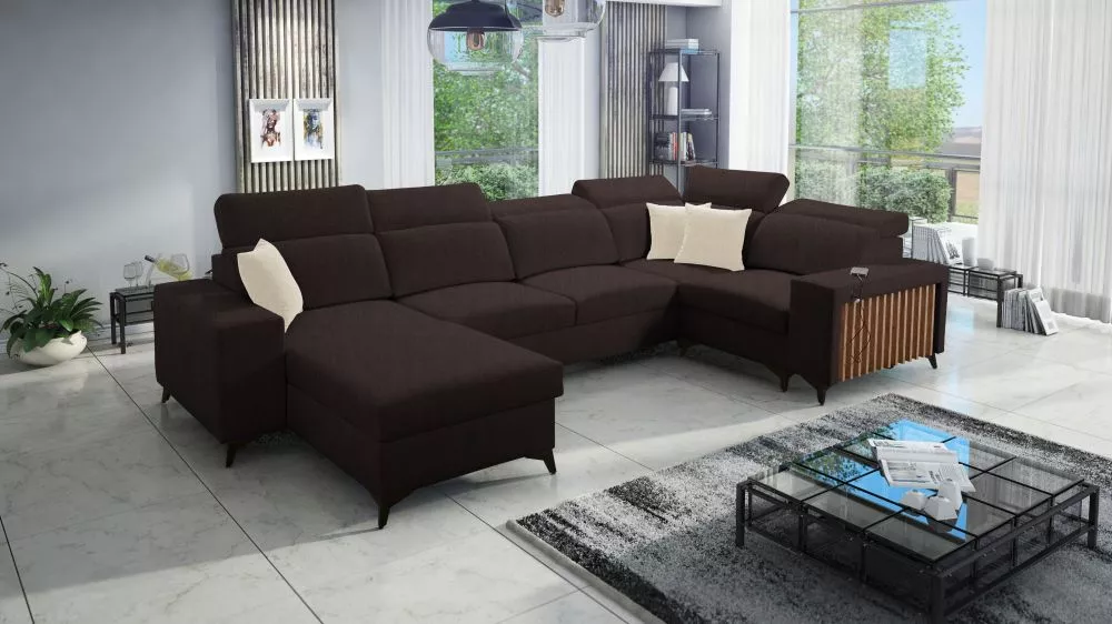 Dīvāns Bartone 4 Standard · Tumši brūns · 203 × 361 × 83 cm