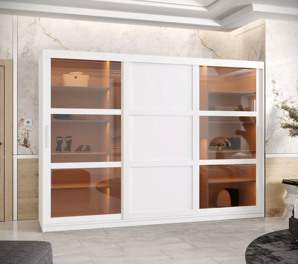 Skapis Dome 3 ar LED · Balts · 250 × 62 × 200 cm