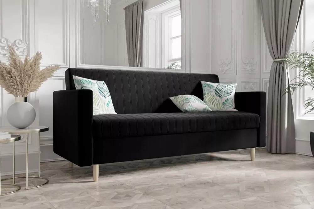 Dīvāns Melisa Sofa Standard · Melns · 80 × 216 × 98 cm